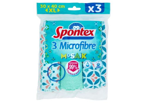 Spontex microfibre mosaik panni xl 30 x 40cm 3 pezzi