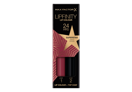 Max Factor Lipfinity Lip Colour 86 superstar tinta labbra matte lunga durata e gloss idratante con applicazione bifase 