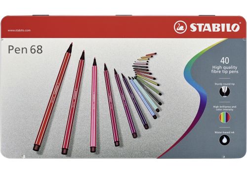 Stabilo pen 68 pennarello premium colori assortiti scatola in metallo 40 pezzi