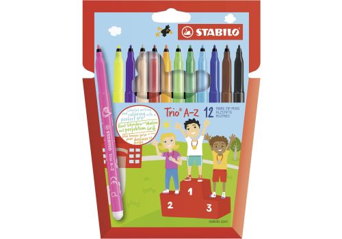 Stabilo trio a-z pennarello a punta fine e fusto triangolare colori assortiti 12 pezzi