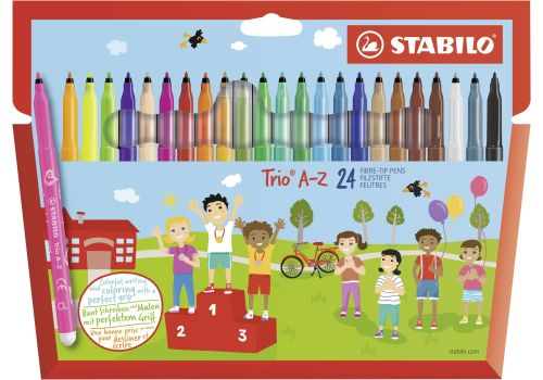Stabilo trio a-z pennarello a punta fine e fusto triangolare colori assortiti 14 pezzi