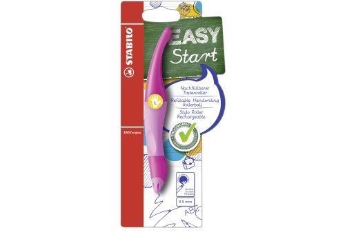 Stabilo easyoriginal penna roller ergonomica per mancini rosa cartuccia blu inclusa