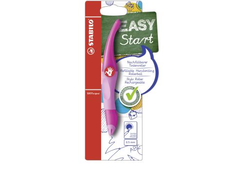 Stabilo easyoriginal penna roller ergonomica per destrimani rosa cartuccia blu inclusa