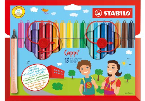 Stabilo cappi pennarello con cordino porta cappuccio colori assortiti 18 pezzi