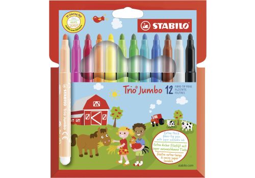 Stabilo trio jumbo pennarellone super lavabile colori assortiti 12 pezzi