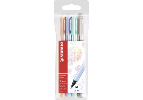 Stabilo pointmax pastel penne fineliner colori assortiti con punta in nylon 4 pezzi