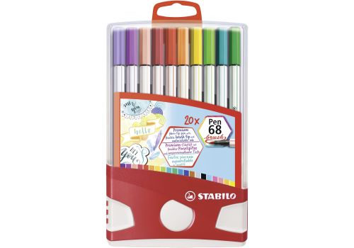 Stabilo pen 68 brush colorparade pennarello premium con punta a pennello colori assortiti desk-set 20 pezzi