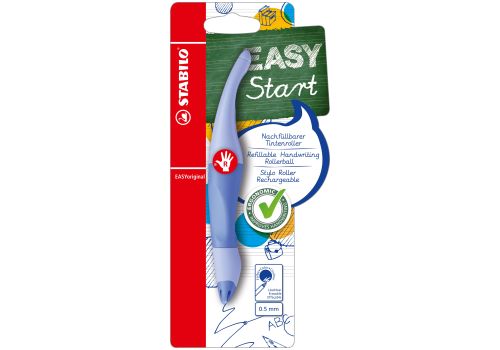 Stabilo easyoriginal pastel penna roller ergonomica per destrimani azzurro nuvola cartuccia blu inclusa