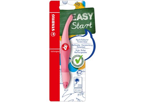Stabilo easyoriginal pastel penna roller ergonomica per destrimani rosa antico cartuccia blu inclusa