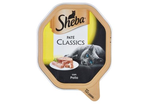 Sheba classics patè cibo umido con pollo per gatto 85 grammi