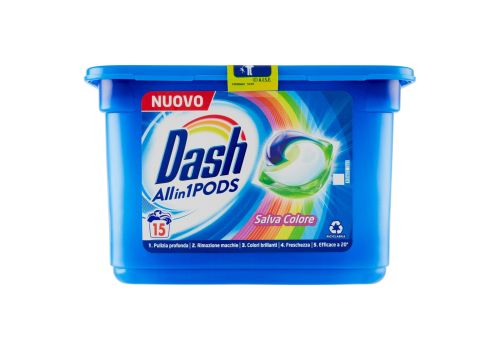 Dash pods all in 1 salca colore detersivo lavatrice in capsule 19 pezzi