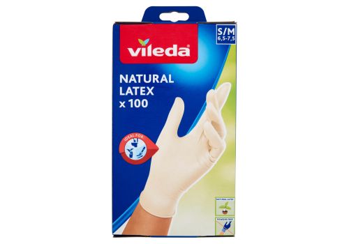 Vileda natural latex guanti in lattice naturale resistenti e flessibili taglia s/m 100 pezzi