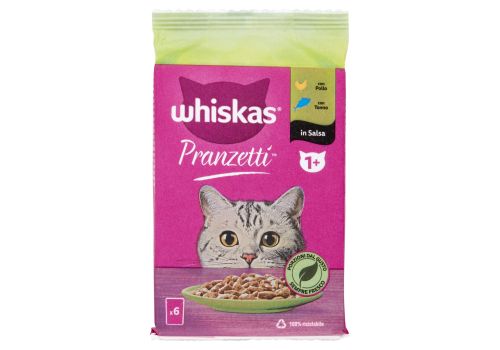 Whiskas Pranzetti cibo umido per gatto in salsa con pollo e tonno 6 x 50 grammi