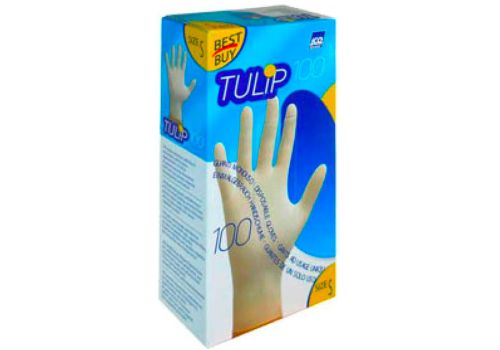 Tulip guanti in lattice monouso  per uso domestico colore bianco taglia s 100 pezzi