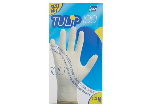 Tulip guanti in lattice monouso  per uso domestico colore bianco taglia m 100 pezzi