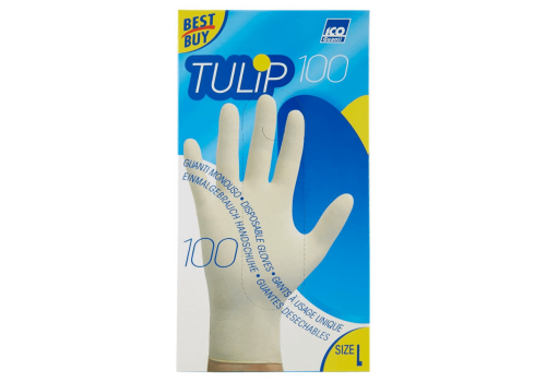 Tulip guanti in lattice monouso  per uso domestico colore bianco taglia l 100 pezzi