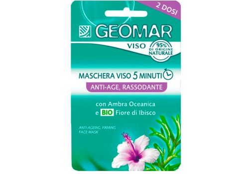 Geomar Maschera Viso 5 Minuti Anti-Age e Rassodante con Fiore Di Ibisco Bio e Ambra Oceanica 2 Dosi