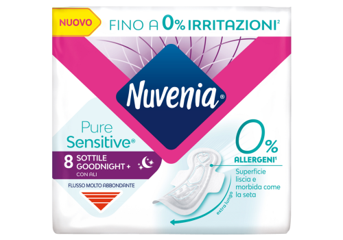 Nuvenia pure sensitive goodnight assorbenti sottili con ali 8 pezzi