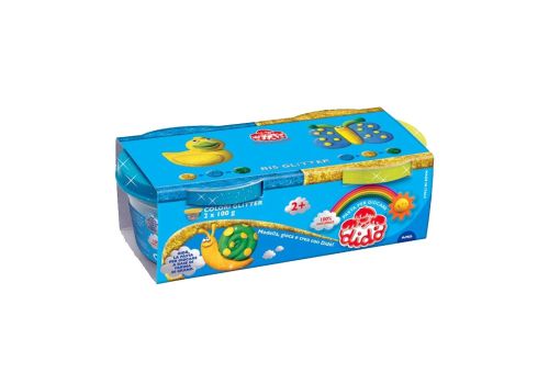 Didò plastlina colori glitter giallo e azzurro 2 vasetti x 100 grammi