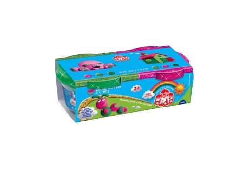 Didò plastlina colori glitterverde e magenta 2 vasetti x 100 grammi