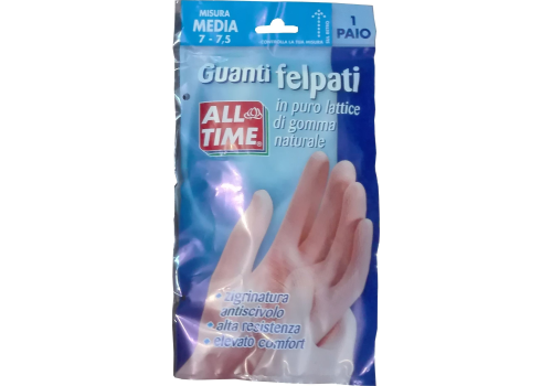 All Time guanti felpati rosa in puro lattice di gomma naturale misura media 7 - 7,5 paio