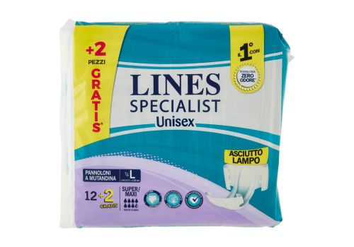 Lines Specialist Super/Maxi pannoloni a mutandina unisex taglia l 14 pezzi