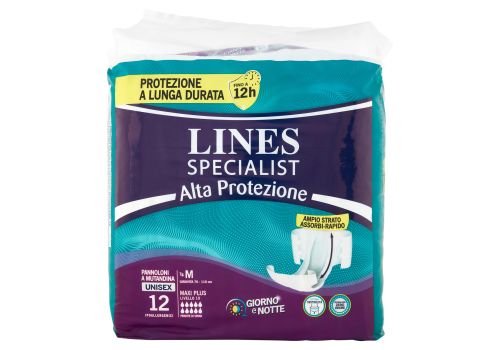 Lines Specialist Maxi Plus pannoloni mutandina unisex taglia m 12 pezzi