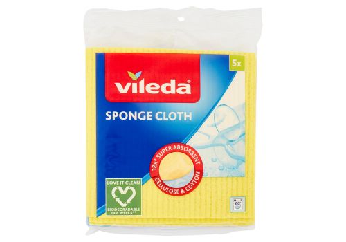 Vileda panno spugna biodegradabile con cellulosa e cotone riciclato 5 pezzi