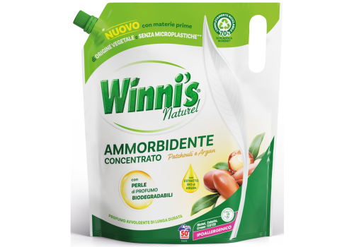 Winni’s patchouli e argan ammorbidente concentrato ipoallergenico 50 lavaggi eco-ricarica 1250ml