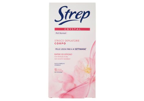 Strep Crystal strisce depilatorie corpo 20 pezzi + salviettine post epilazione 4 pezzi