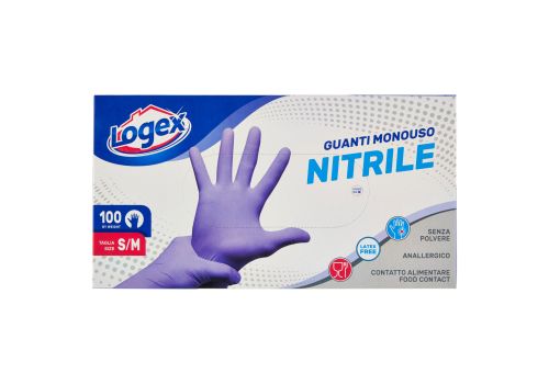 Logex guanti in nitrile monouso taglia s/m 100 pezzi 