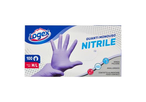 Logex guanti in nitrile monouso taglia m/l 100 pezzi 
