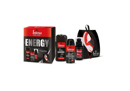 Intesa cofanetto uomo con gel doccia shampoo 250ml + deodorante spray 180ml + gel crema 100ml + porta scarpe