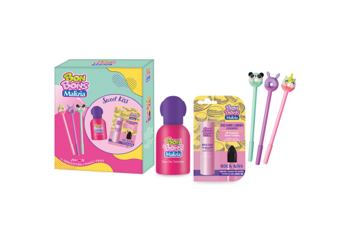 Malizia Bon Bons Sweet Kiss cofanetto con eau de toilette 50ml + balsamo labbra colorato + set 3 penne