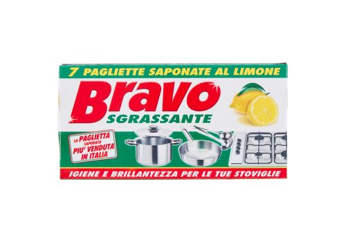 Bravo Sgrassante pagliette saponate al limone per stoviglie 7 pezzi