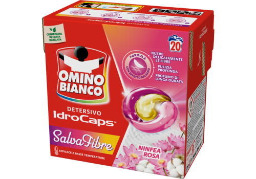Omino Bianco idrocaps salva fibre detersivo lavatrice 20 pezzi