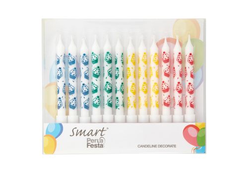 Smart PerLa Festa candeline decorate 12 pezzi