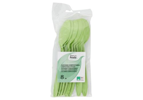 PerLa Festa Compostable cucchiai compostabili verde 8 pezzi