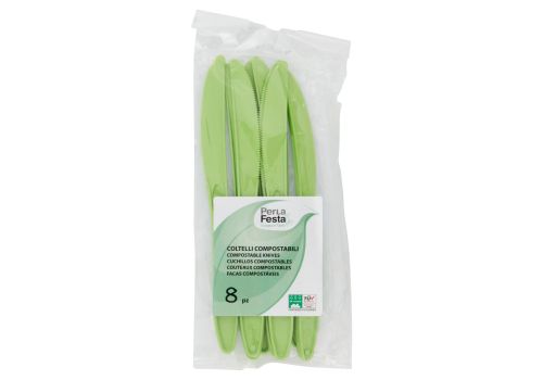 PerLa Festa Compostable coltelli compostabili verde 8 pezzi