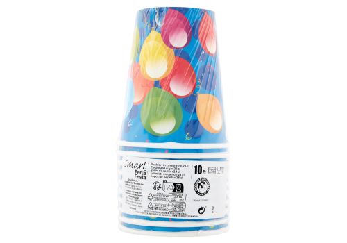 Smart per la festa bicchieri in cartoncino monouso per bevande calde e fredde 25cl 10 pezzi