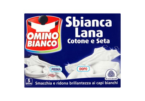 Omino Bianco sbianca lana cotone seta 5 bustine 100 grammi