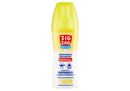 Zig Zag insetti-via antipuntura tropical zanzare comuni tigre e zecche geranio e citronella spray 100ml