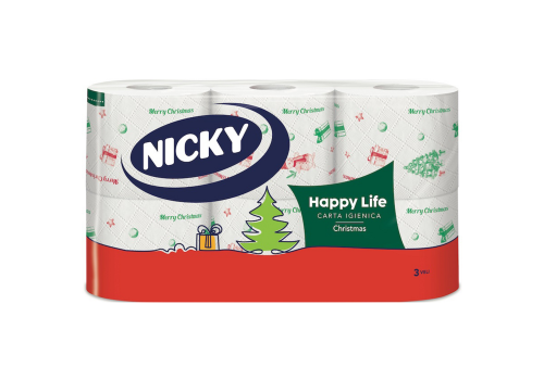 Nicky happy life christmas carta igienica 3 veli 6 rotoli