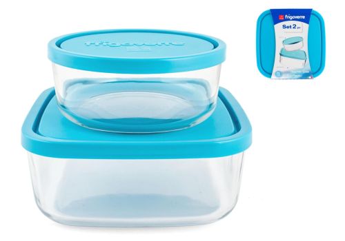 Bormioli Frigoverre Classic contenitori in vetro con tappo azzurro 2 pezzi