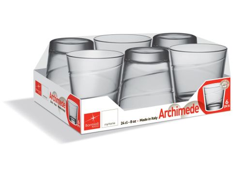 Bormioli Archimede bicchieri in vetro 24cl 6 pezzi