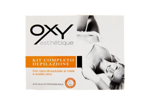 Oxy esthétique kit completo per la depilazione con cera idrosolubile al miele e scalda cera