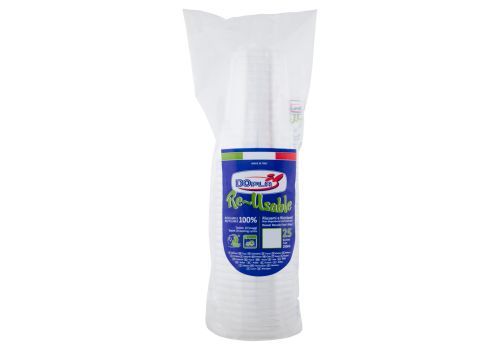 Dopla re-usable bicchieri riutilizzabili in plastica riciclabile trasparenti 250ml 25 pezzi