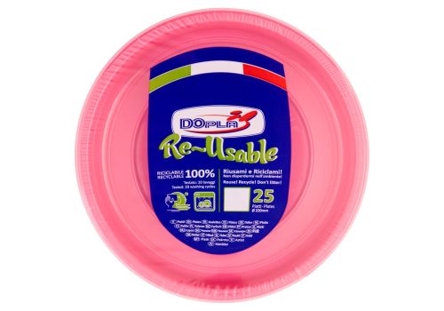 Dopla Re-Usable piatti piani riciclabili fucsia ø 220mm 25 pezzi