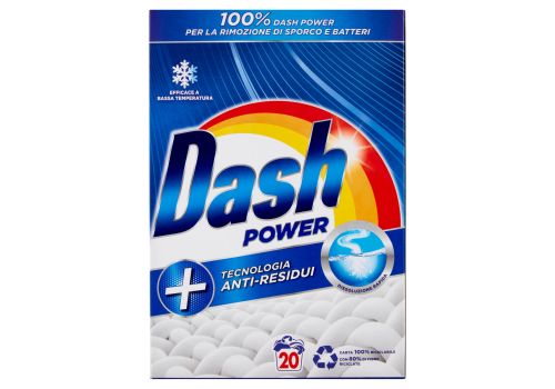 Dash power detersivo lavatrice in polvere con tecnologia anti-residui 20 lavaggi 1200 grammi