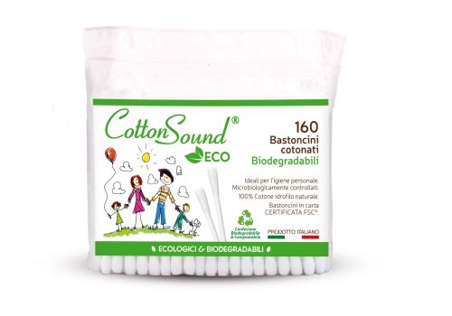 Cotton Sound bastoncini cotonati biodegradabili per l''igiene dell''orecchio 100 pezzi